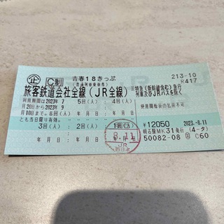 ジェイアール(JR)の青春18きっぷ　４回分(鉄道乗車券)