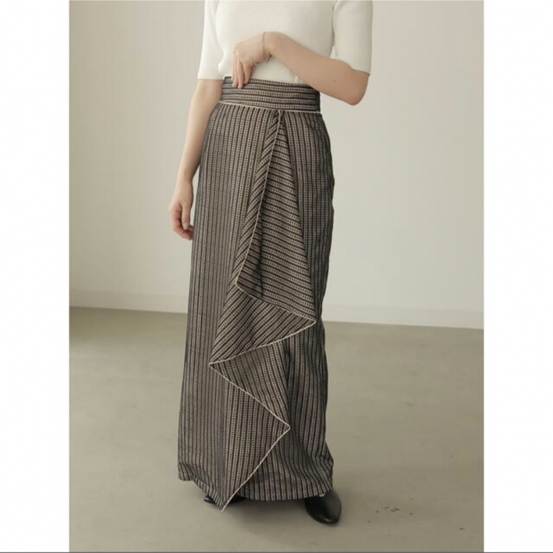 【完売】louren★stripe lace wrap pencil skirt