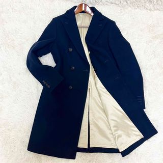 サイ ベーシックス チェスターコート ロング カシミヤ混 ウール 紺 38