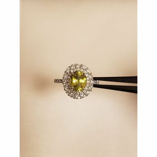 天然黄緑トルマリン　取り巻きリング　ダイヤモンド クリスマスプレゼント　指輪(リング(指輪))