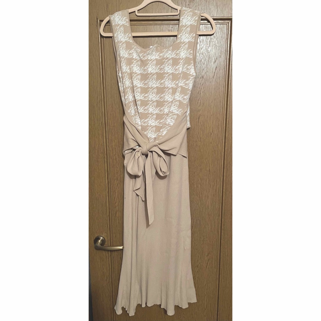 Houndstooth Belted Knit Dress 【美品】Houndstooth Belted Knit Dress ブラック S