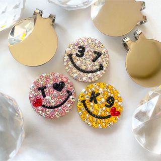 スワロフスキー(SWAROVSKI)のゴルフマーカー スワロフスキーデコ スマイル ニコちゃん キラキラゴルフマーク(その他)