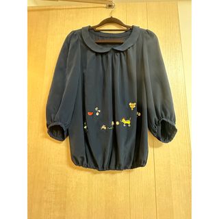 フランシュリッペ(franche lippee)のフランシュリッペ　ネイビー刺繍たくさんブラウス(シャツ/ブラウス(長袖/七分))