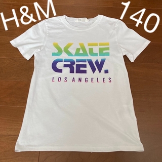 エイチアンドエム(H&M)の美品 H&M Tシャツ 140 ホワイト ロサンゼルス カラフル キッズ(Tシャツ/カットソー)
