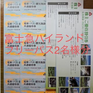 富士急ハイランド　株主優待券　フリーパス2名分(遊園地/テーマパーク)