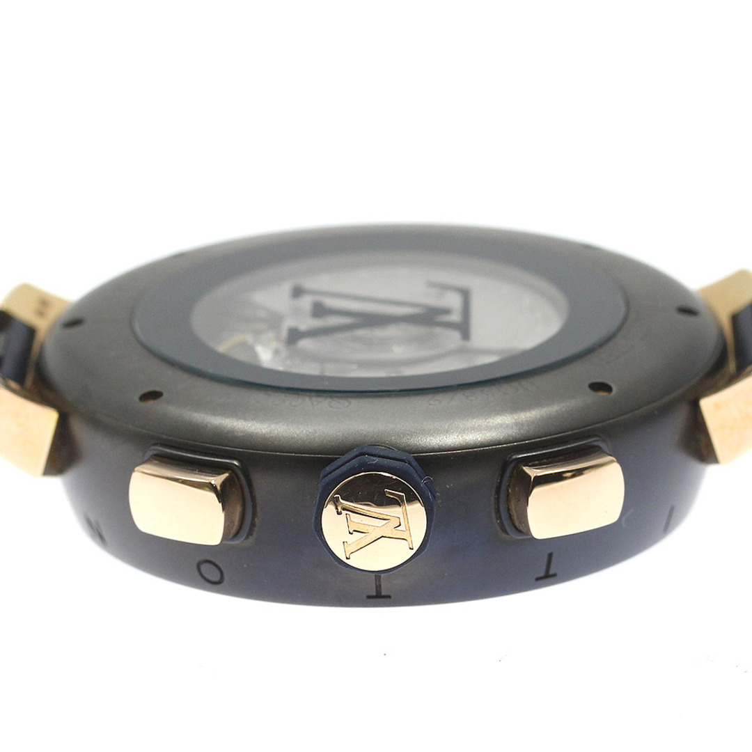 LOUIS VUITTON(ルイヴィトン)のルイ・ヴィトン LOUIS VUITTON QA090 タンブール クロノグラフ ダミエ・コバルト 自動巻き メンズ 箱・保証書付き_763658 メンズの時計(腕時計(アナログ))の商品写真