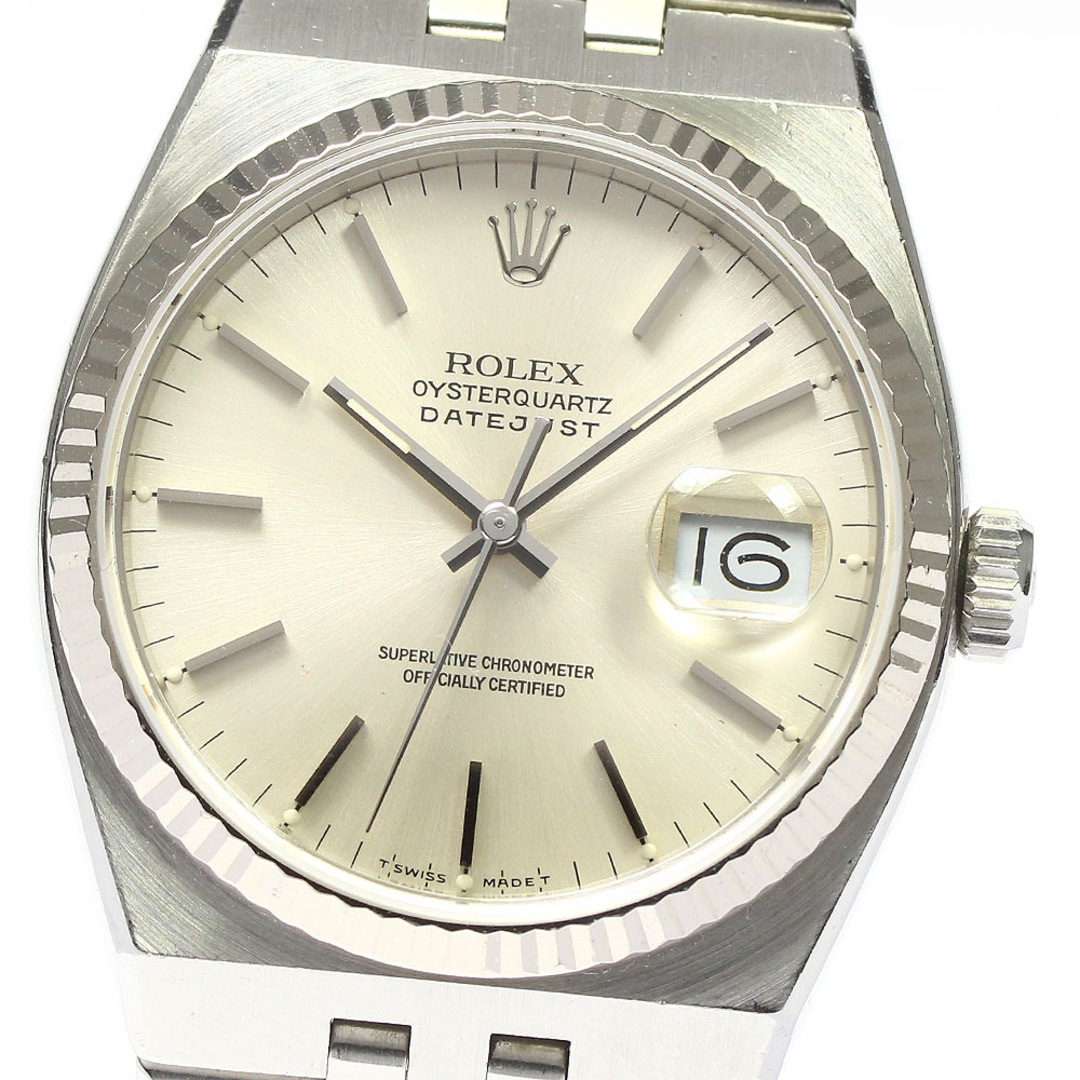 ロレックス ROLEX 17014 デイトジャスト WGベゼル クォーツ メンズ 保証書付き_762370