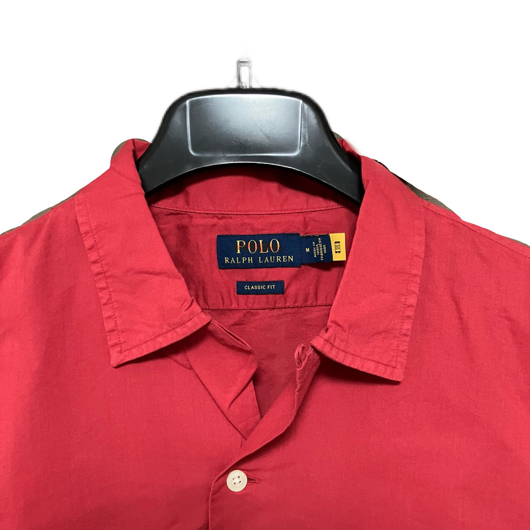 新品 ポロ ラルフローレン 半袖シャツ 開襟シャツ 無地 コットン XLサイズ赤