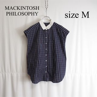 マッキントッシュフィロソフィー(MACKINTOSH PHILOSOPHY)のMACKINTOSH PHILOSOPHY ノースリーブ チェック シャツ 38(シャツ/ブラウス(半袖/袖なし))