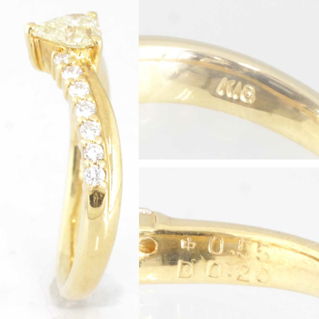 美品『USED』 K18 リング・指輪 イエローダイヤモンド 0.55ct 3.8g 11.5号【中古】 レディースのアクセサリー(リング(指輪))の商品写真