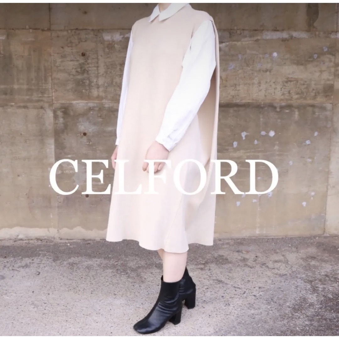 CELFORD ノースリーブ ニット ケープワンピース