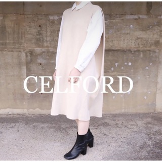 セルフォード(CELFORD)のCELFORD ノースリーブ ニット ケープワンピース(ひざ丈ワンピース)