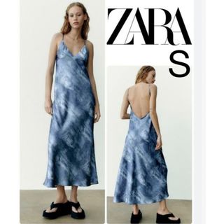 ザラ(ZARA)のプリントサテンスリップワンピース(ロングワンピース/マキシワンピース)