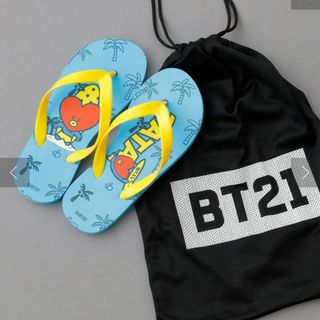 ビーティーイシビル(BT21)の【公式】Ｍサイズ BTS BT21 TATA ビーチサンダル & メッシュ巾着♪(アイドルグッズ)