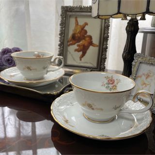 ノリタケ(Noritake)のノリタケ　レア　アンティークローズ　カップ＆ソーサー　2客セット(食器)