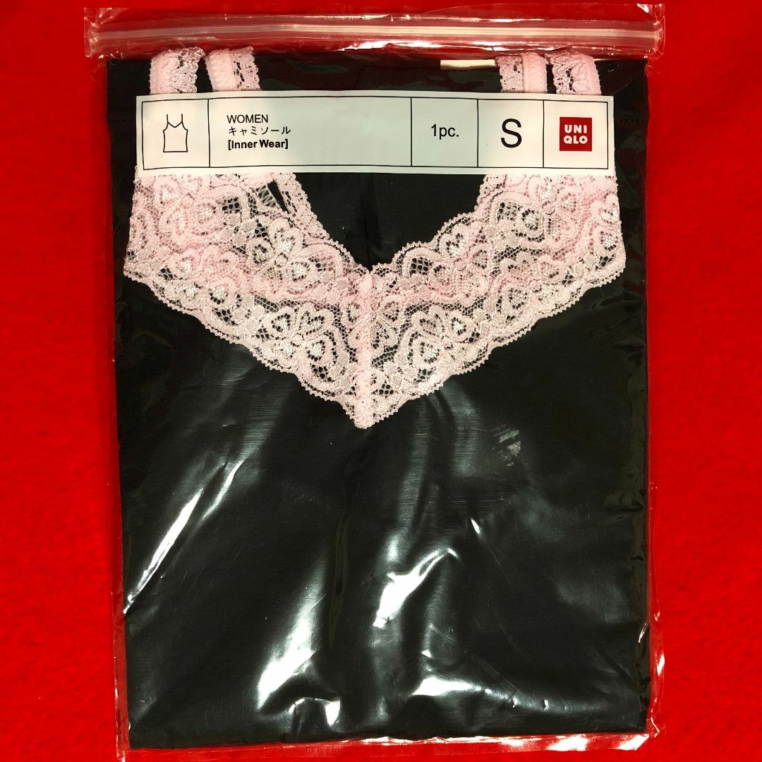 UNIQLO(ユニクロ)のユニクロWOMENキャミソールSサイズBLACK&PINK：バスト77㎝～83㎝ レディースのトップス(キャミソール)の商品写真