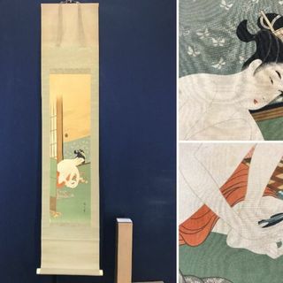 複製】鈴木春信/浮世絵美人図/美人画/工芸品/掛軸☆宝船☆AC-546 複製】鈴木春信/浮世絵美人図/美人画/工芸品/掛軸☆宝船☆AC-546