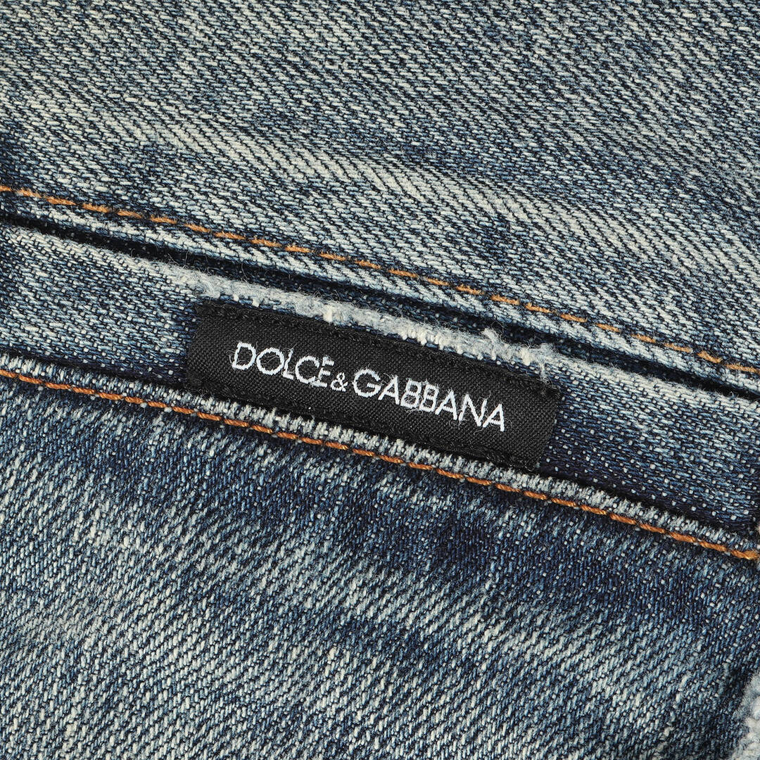 DOLCE&GABBANA(ドルチェアンドガッバーナ)のDOLCE&GABBANA ドルチェ&ガッバーナ デニムパンツ サイズ:46 ユーズド加工 バックポケットロゴ 刺繍 ストレート デニム パンツ G3T3TD G8488 14 CLASSIC インディゴ ブルー イタリア製 ボトムス ズボン ジーンズ ジーパン【メンズ】【中古】 メンズのパンツ(デニム/ジーンズ)の商品写真