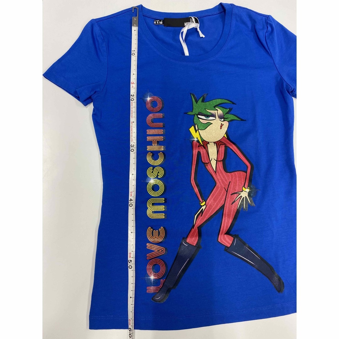 MOSCHINO(モスキーノ)の新品！ラブモスキーノ　Tシャツ　青　半袖　ブルー　40サイズ レディースのトップス(Tシャツ(半袖/袖なし))の商品写真