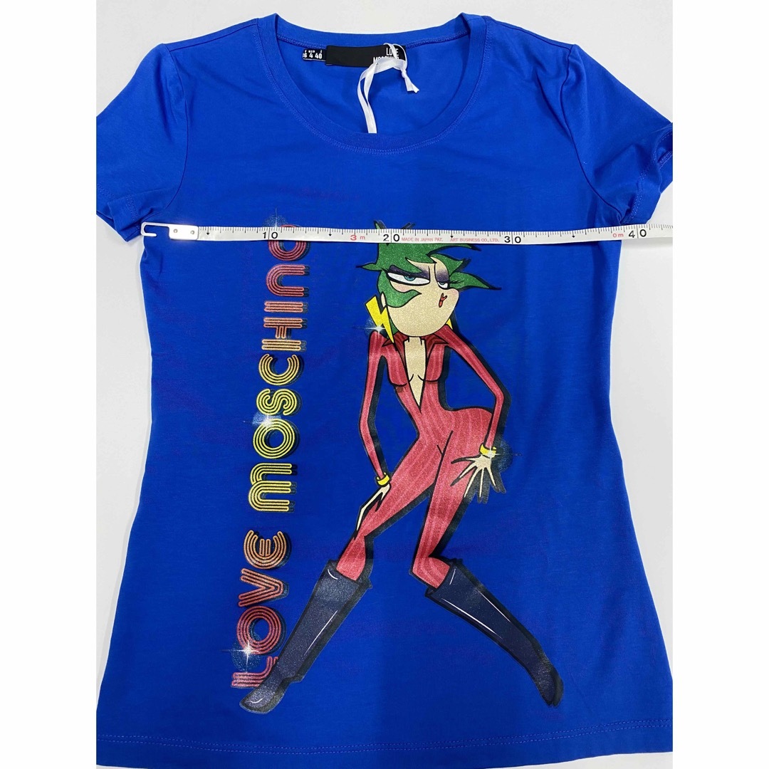 MOSCHINO(モスキーノ)の新品！ラブモスキーノ　Tシャツ　青　半袖　ブルー　40サイズ レディースのトップス(Tシャツ(半袖/袖なし))の商品写真