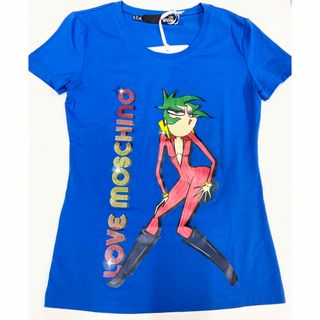 モスキーノ(MOSCHINO)の新品！ラブモスキーノ　Tシャツ　青　半袖　ブルー　40サイズ(Tシャツ(半袖/袖なし))