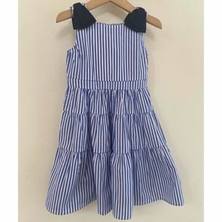 新品・未使用　女の子　キッズ　ワンピース　110cm ストライプ　夏服　リボン(ワンピース)