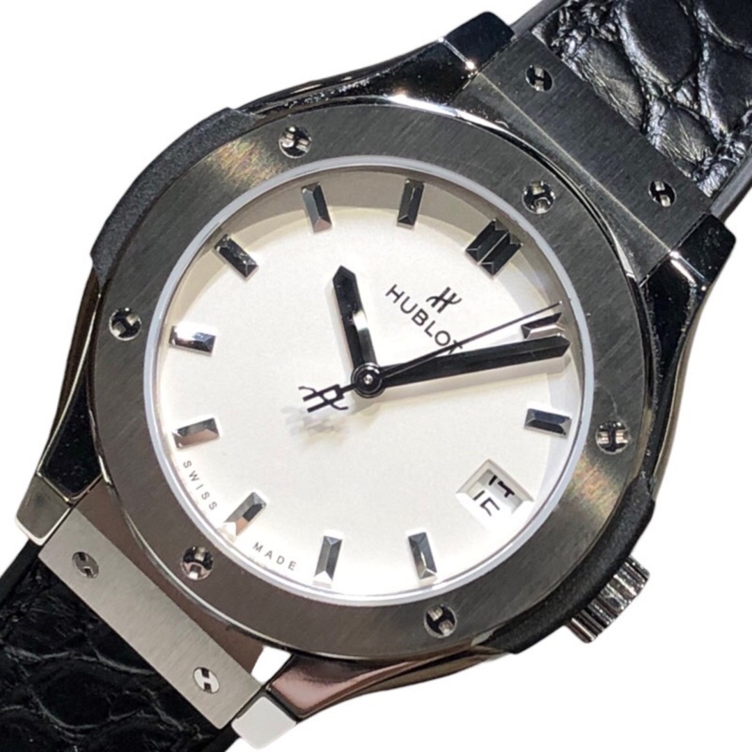 ウブロ HUBLOT クラシックフュージョン チタニウム オパリン 581.NX.2611.RX アイボリー チタニウム/ラバー クオーツ レディース 腕時計