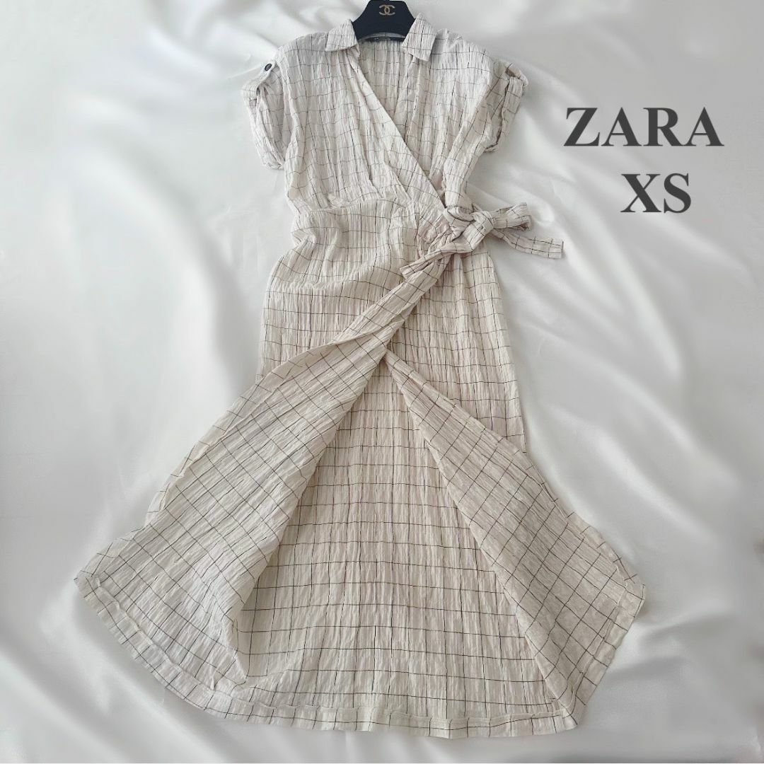 ZARA 【美品】ZARA チェック ロング シャツ ワンピース ホワイト XSの通販 by 値下げ交渉OK☆サブ岡田☆|ザラならラクマ 美品 ZARA シャツワンピース XS