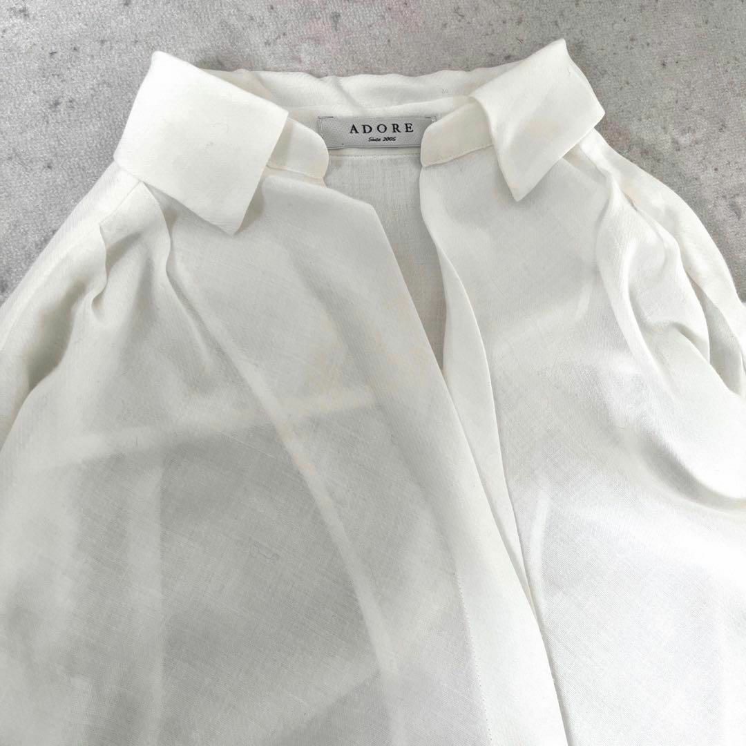 ADORE(アドーア)の【Adore】日本製 美品 綿麻 ドッキング シャツ ワンピース アドーア レディースのワンピース(ひざ丈ワンピース)の商品写真