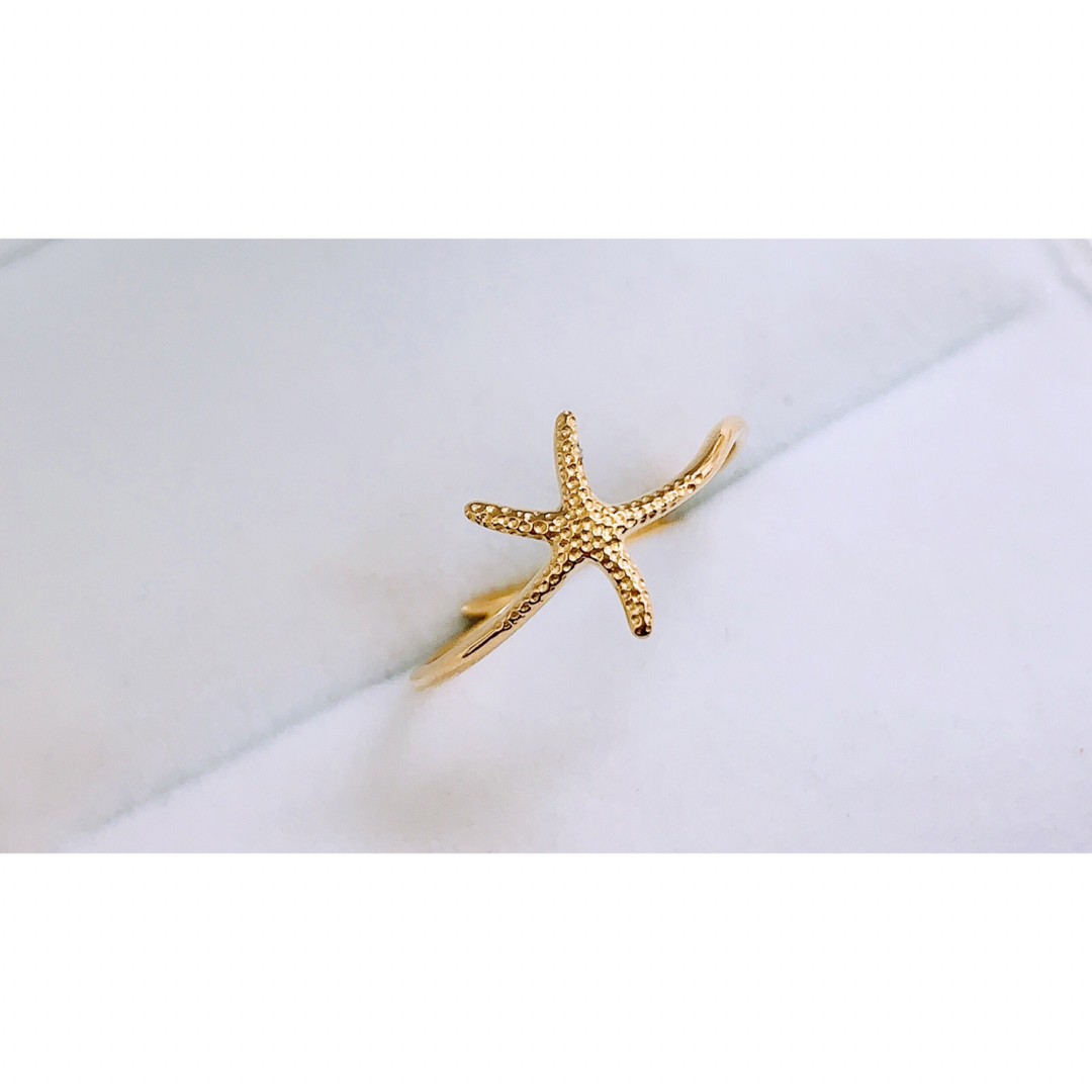 [新品]K18YGイエローゴールド海星デザイン素地金リング指輪