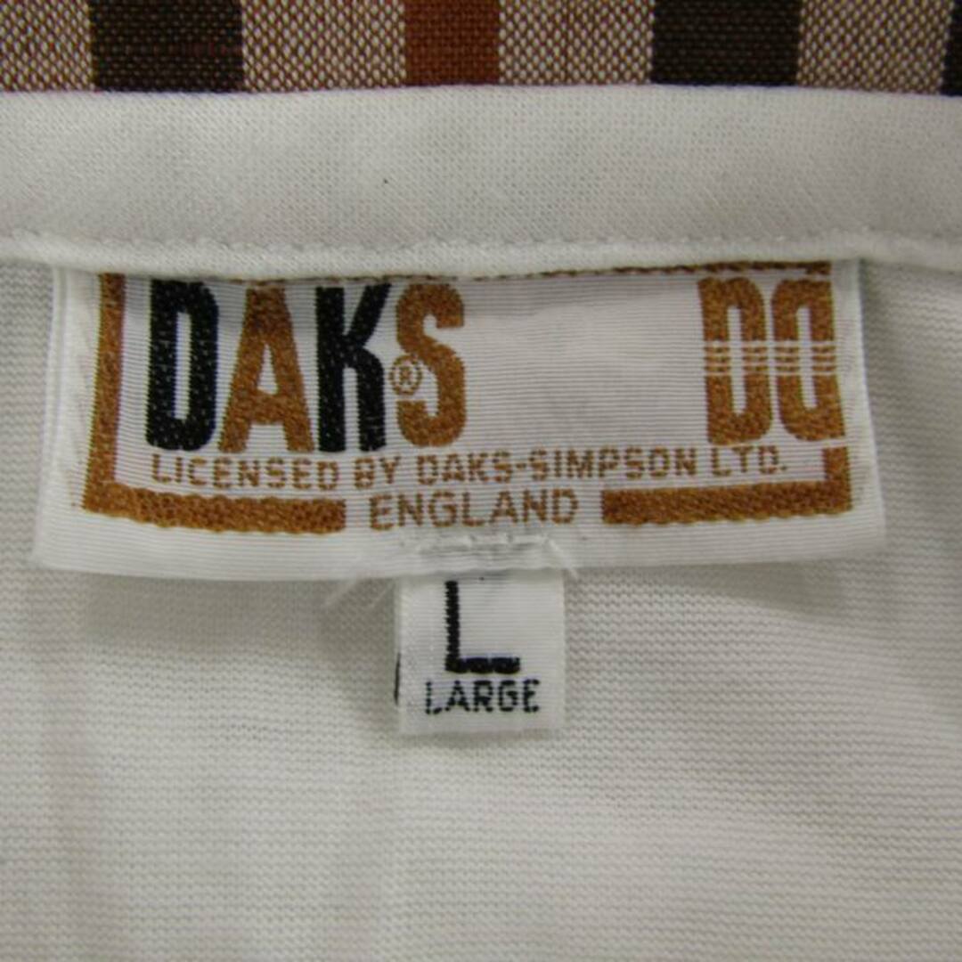 DAKS(ダックス)のダックス ポロシャツ 半袖 襟チェック カットソー トップス コットン100％ レディース Lサイズ ホワイト DAKS レディースのトップス(ポロシャツ)の商品写真