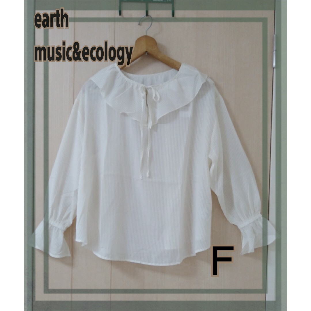 earth music & ecology(アースミュージックアンドエコロジー)のアースミュージック&エコロジー　ストライプフリルブラウス　Ｆ レディースのトップス(シャツ/ブラウス(長袖/七分))の商品写真