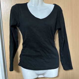 OTTO Vネック　黒　長袖Tシャツ　LLサイズ(Tシャツ(長袖/七分))