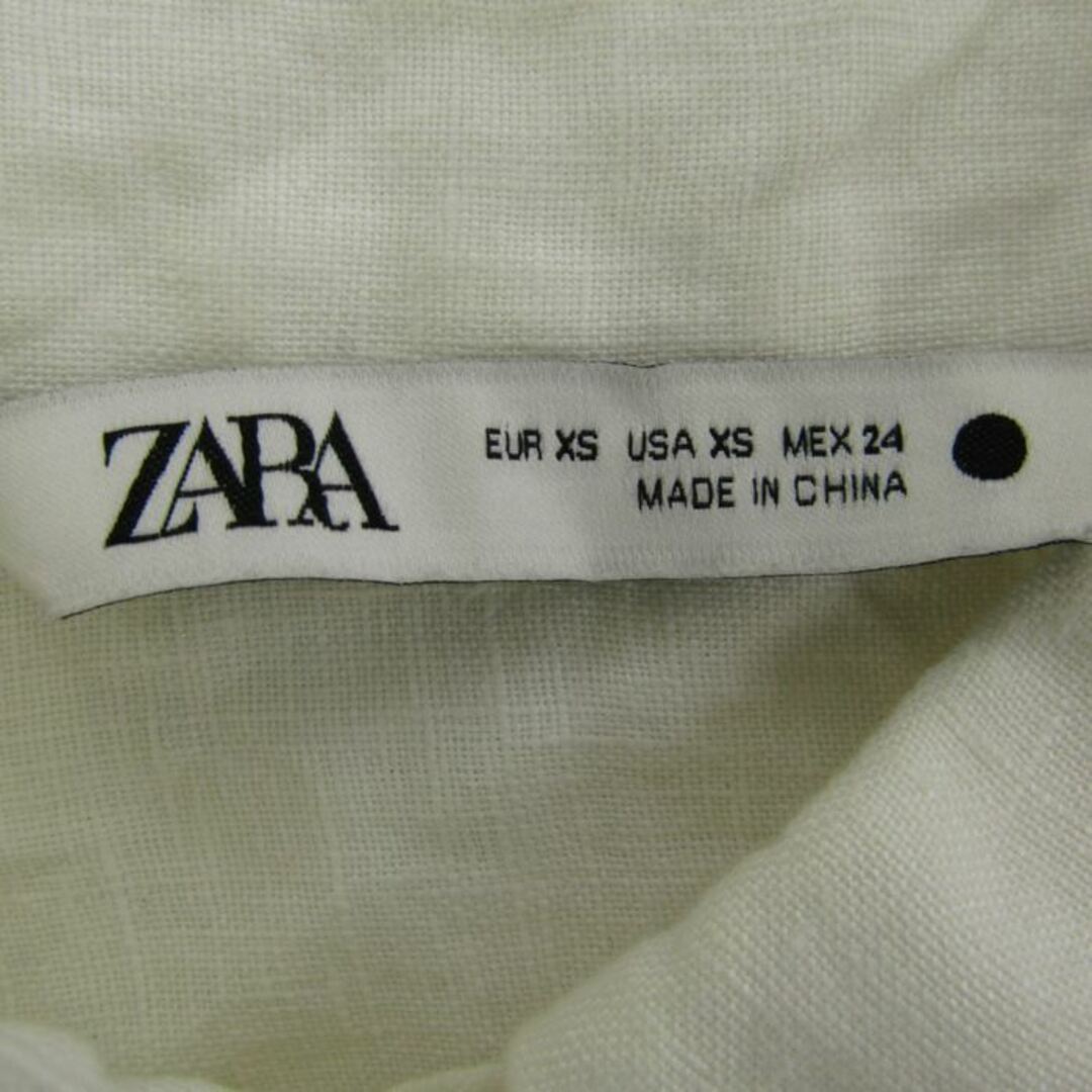 ZARA(ザラ)のザラ リネンシャツ 長袖 無地 シンプル カットソー トップス レディース EUR XSサイズ ホワイト ZARA レディースのトップス(シャツ/ブラウス(長袖/七分))の商品写真