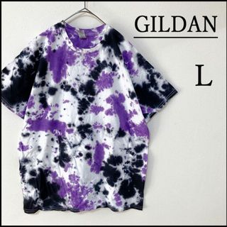 ギルタン(GILDAN)のメンズ服新品タイダイ半袖TシャツL　白紫黒 春夏物 エスニック系　ブランド　柄物(Tシャツ/カットソー(半袖/袖なし))