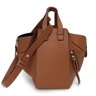 【Aランク】LOEWE ロエベ ハンモックバッグ スモール ショルダーバッグ ハンドバッグ 2way 387.30WS35 カーフスキン フラミンゴ/ブラウン【ISEYA】