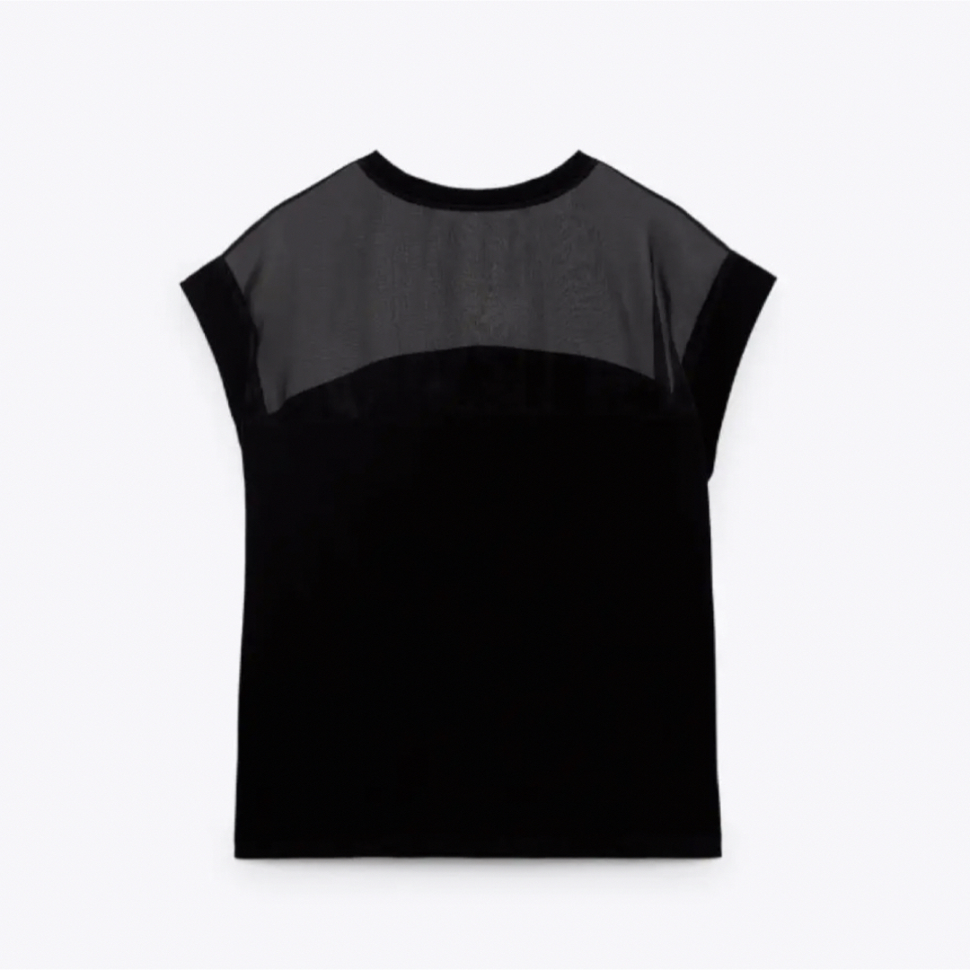 ZARA(ザラ)の【ZARA】ザラ オーガンザ素材コントラストTシャツ レディースのトップス(Tシャツ(半袖/袖なし))の商品写真