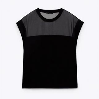 ザラ(ZARA)の【ZARA】ザラ オーガンザ素材コントラストTシャツ(Tシャツ(半袖/袖なし))