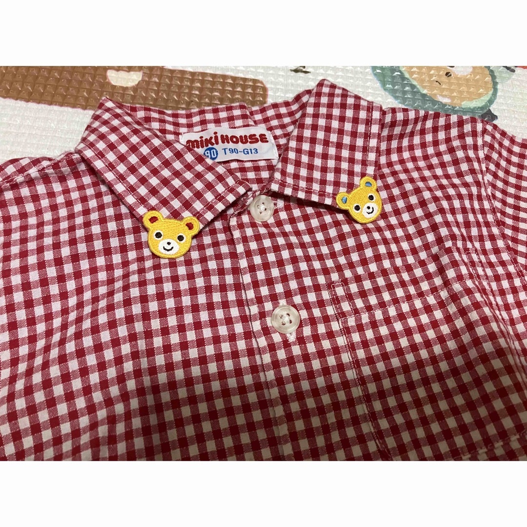 ミキハウス　プッチー襟チェックシャツ　2wayデニムパンツのセット　レア　美品