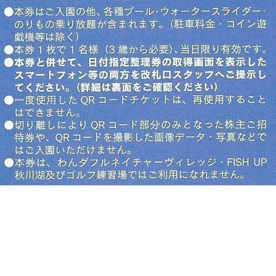 在庫複数★東京サマーランド 1Dayパス(フリーパス券)１枚★株主ご招待券 チケットの施設利用券(遊園地/テーマパーク)の商品写真