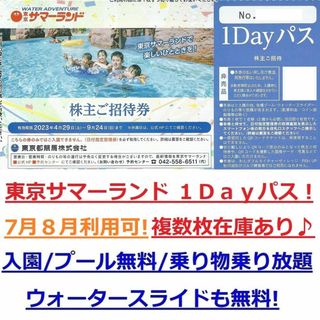 在庫複数★東京サマーランド 1Dayパス(フリーパス券)１枚★株主ご招待券(遊園地/テーマパーク)