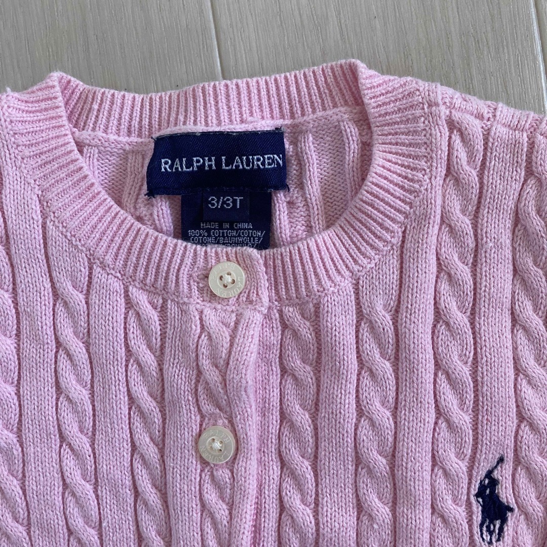 Ralph Lauren(ラルフローレン)のラルフローレン  ケーブル編み クルーネックカーディガン　3Ｔ キッズ/ベビー/マタニティのキッズ服女の子用(90cm~)(カーディガン)の商品写真