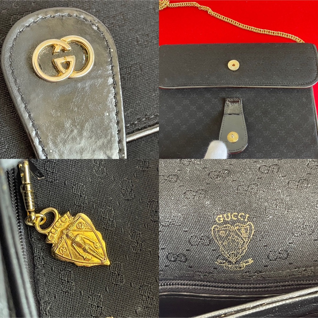 GUCCI オールドグッチ　ヴィンテージ チェーンショルダーバッグ　黒