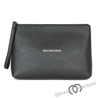 バレンシアガ(Balenciaga)のAランク バレンシアガ セカンドバッグ クラッチバッグ ポーチ レザー ブラック BALENCIAGA 【中古】(その他)