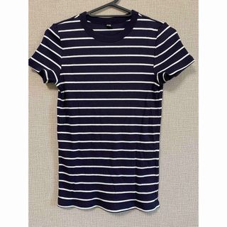 ユニクロ(UNIQLO)のリブボーダークルーネックT  半袖　ユニクロ　お値下げ中！(Tシャツ(半袖/袖なし))