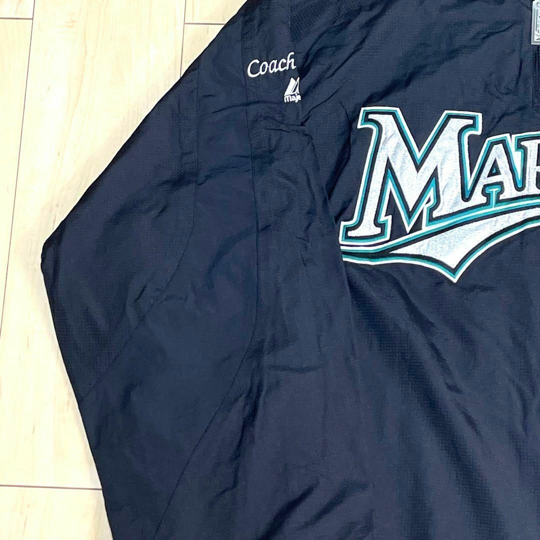 Majestic(マジェスティック)のMLB マーリンズ ナイロンプルオーバー ハーフジップ 裏地メッシュ 厚め生地 メンズのジャケット/アウター(ブルゾン)の商品写真