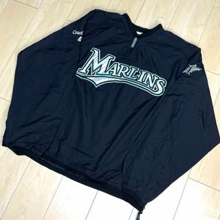 マジェスティック(Majestic)のMLB マーリンズ ナイロンプルオーバー ハーフジップ 裏地メッシュ 厚め生地(ブルゾン)