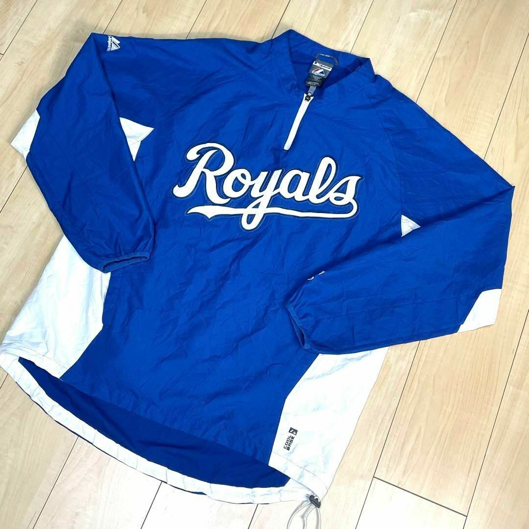 MLB カンザスシティ ロイヤルズロゴ ナイロン系 プルオーバージャケット