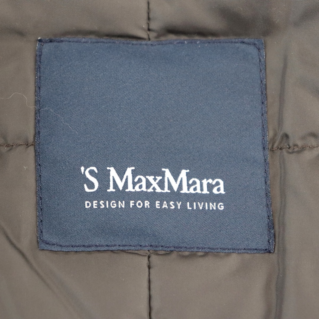 美品 エスマックスマーラ フォックスファー 中綿ベルテッドダウンジャケット レディース ブラウンカーキ 38 S Max Mara
