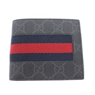 グッチ(Gucci)のグッチ ニューウェブ コイン ウォレット ウェビング GGスプリーム 財布 黒 (折り財布)